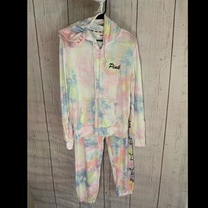 Pink Victoria Secret Tie Dye Sweats Set w/ Hoodie